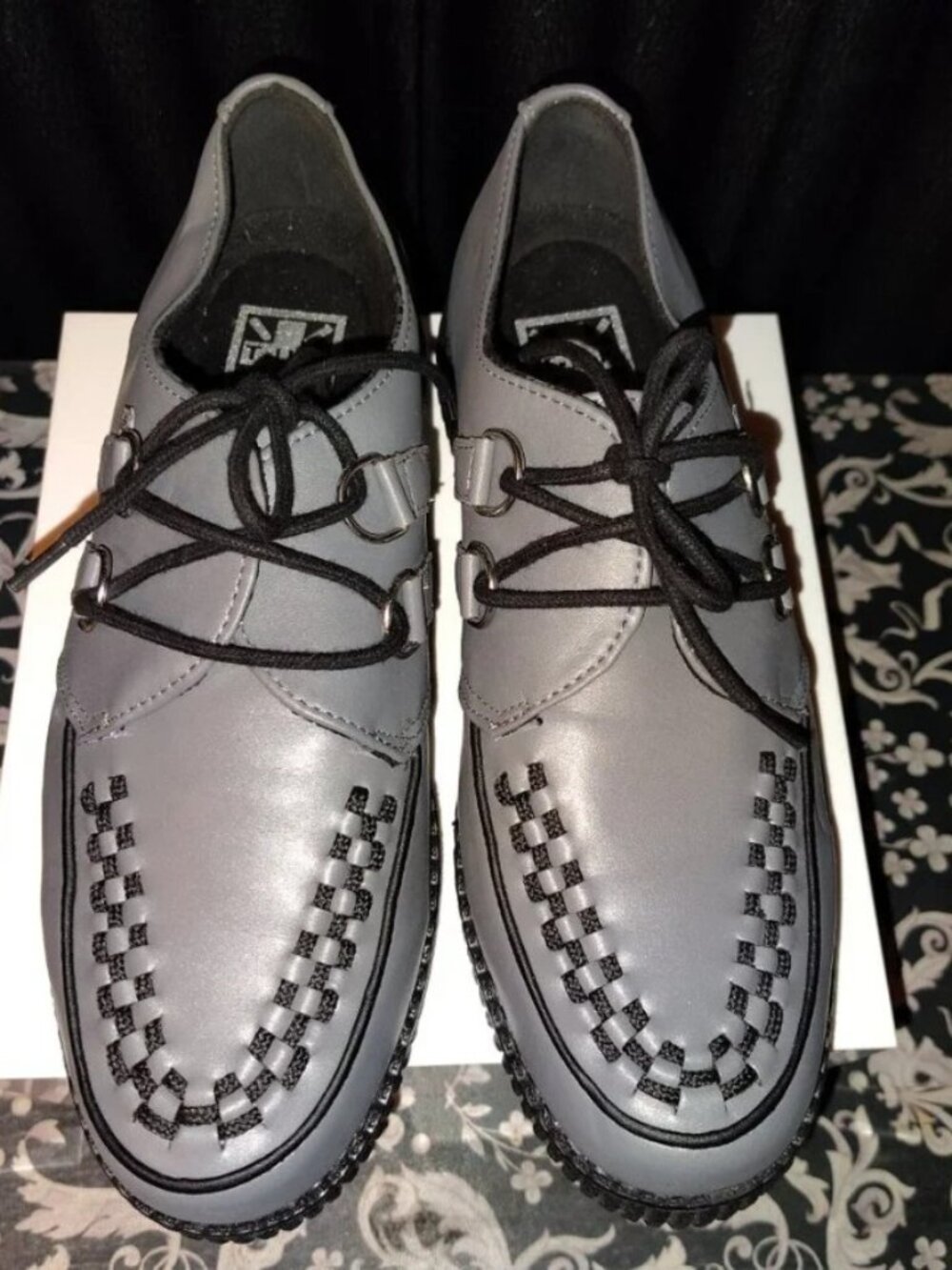 T.U.K. Gunmetal D-Ring Viva Low Creepers Size 11 Psychobilly